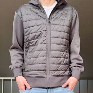Men's Gray Hooded Puffer Hybrid Jacket Brand New Soft